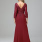 Long Sleeves Floor Length Chiffon Lace Mother Of The Bride Dress