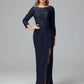 Long Sleeves Floor Length Chiffon Lace Mother Of The Bride Dress
