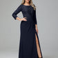 Long Sleeves Floor Length Chiffon Lace Mother Of The Bride Dress