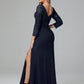 Long Sleeves Floor Length Chiffon Lace Mother Of The Bride Dress