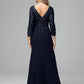 Long Sleeves Floor Length Chiffon Lace Mother Of The Bride Dress