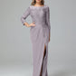 Long Sleeves Floor Length Chiffon Lace Mother Of The Bride Dress