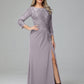 Long Sleeves Floor Length Chiffon Lace Mother Of The Bride Dress