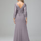Long Sleeves Floor Length Chiffon Lace Mother Of The Bride Dress