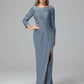 Long Sleeves Floor Length Chiffon Lace Mother Of The Bride Dress