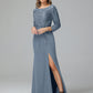 Long Sleeves Floor Length Chiffon Lace Mother Of The Bride Dress