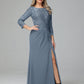 Long Sleeves Floor Length Chiffon Lace Mother Of The Bride Dress