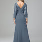 Long Sleeves Floor Length Chiffon Lace Mother Of The Bride Dress