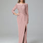 Long Sleeves Floor Length Chiffon Lace Mother Of The Bride Dress