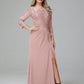 Long Sleeves Floor Length Chiffon Lace Mother Of The Bride Dress