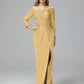 Long Sleeves Floor Length Chiffon Lace Mother Of The Bride Dress