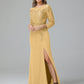 Long Sleeves Floor Length Chiffon Lace Mother Of The Bride Dress