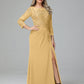 Long Sleeves Floor Length Chiffon Lace Mother Of The Bride Dress
