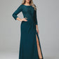 Long Sleeves Floor Length Chiffon Lace Mother Of The Bride Dress