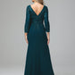 Long Sleeves Floor Length Chiffon Lace Mother Of The Bride Dress