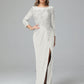 Long Sleeves Floor Length Chiffon Lace Mother Of The Bride Dress