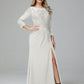 Long Sleeves Floor Length Chiffon Lace Mother Of The Bride Dress