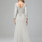 Long Sleeves Floor Length Chiffon Lace Mother Of The Bride Dress