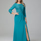 Long Sleeves Floor Length Chiffon Lace Mother Of The Bride Dress