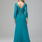 Long Sleeves Floor Length Chiffon Lace Mother Of The Bride Dress