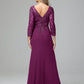 Long Sleeves Floor Length Chiffon Lace Mother Of The Bride Dress