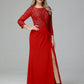 Long Sleeves Floor Length Chiffon Lace Mother Of The Bride Dress