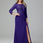 Long Sleeves Floor Length Chiffon Lace Mother Of The Bride Dress
