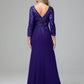 Long Sleeves Floor Length Chiffon Lace Mother Of The Bride Dress