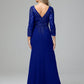 Long Sleeves Floor Length Chiffon Lace Mother Of The Bride Dress