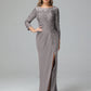 Long Sleeves Floor Length Chiffon Lace Mother Of The Bride Dress