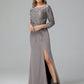 Long Sleeves Floor Length Chiffon Lace Mother Of The Bride Dress