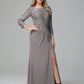 Long Sleeves Floor Length Chiffon Lace Mother Of The Bride Dress