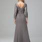Long Sleeves Floor Length Chiffon Lace Mother Of The Bride Dress