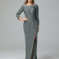 Long Sleeves Floor Length Chiffon Lace Mother Of The Bride Dress