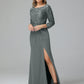 Long Sleeves Floor Length Chiffon Lace Mother Of The Bride Dress