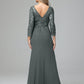 Long Sleeves Floor Length Chiffon Lace Mother Of The Bride Dress