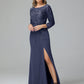 Long Sleeves Floor Length Chiffon Lace Mother Of The Bride Dress