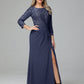 Long Sleeves Floor Length Chiffon Lace Mother Of The Bride Dress