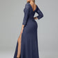 Long Sleeves Floor Length Chiffon Lace Mother Of The Bride Dress