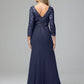 Long Sleeves Floor Length Chiffon Lace Mother Of The Bride Dress