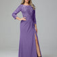 Long Sleeves Floor Length Chiffon Lace Mother Of The Bride Dress