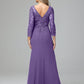 Long Sleeves Floor Length Chiffon Lace Mother Of The Bride Dress