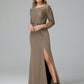 Long Sleeves Floor Length Chiffon Lace Mother Of The Bride Dress