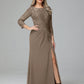 Long Sleeves Floor Length Chiffon Lace Mother Of The Bride Dress