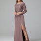 Long Sleeves Floor Length Chiffon Lace Mother Of The Bride Dress