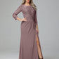Long Sleeves Floor Length Chiffon Lace Mother Of The Bride Dress
