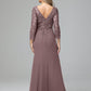Long Sleeves Floor Length Chiffon Lace Mother Of The Bride Dress