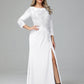 Long Sleeves Floor Length Chiffon Lace Mother Of The Bride Dress