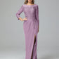 Long Sleeves Floor Length Chiffon Lace Mother Of The Bride Dress
