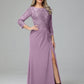 Long Sleeves Floor Length Chiffon Lace Mother Of The Bride Dress